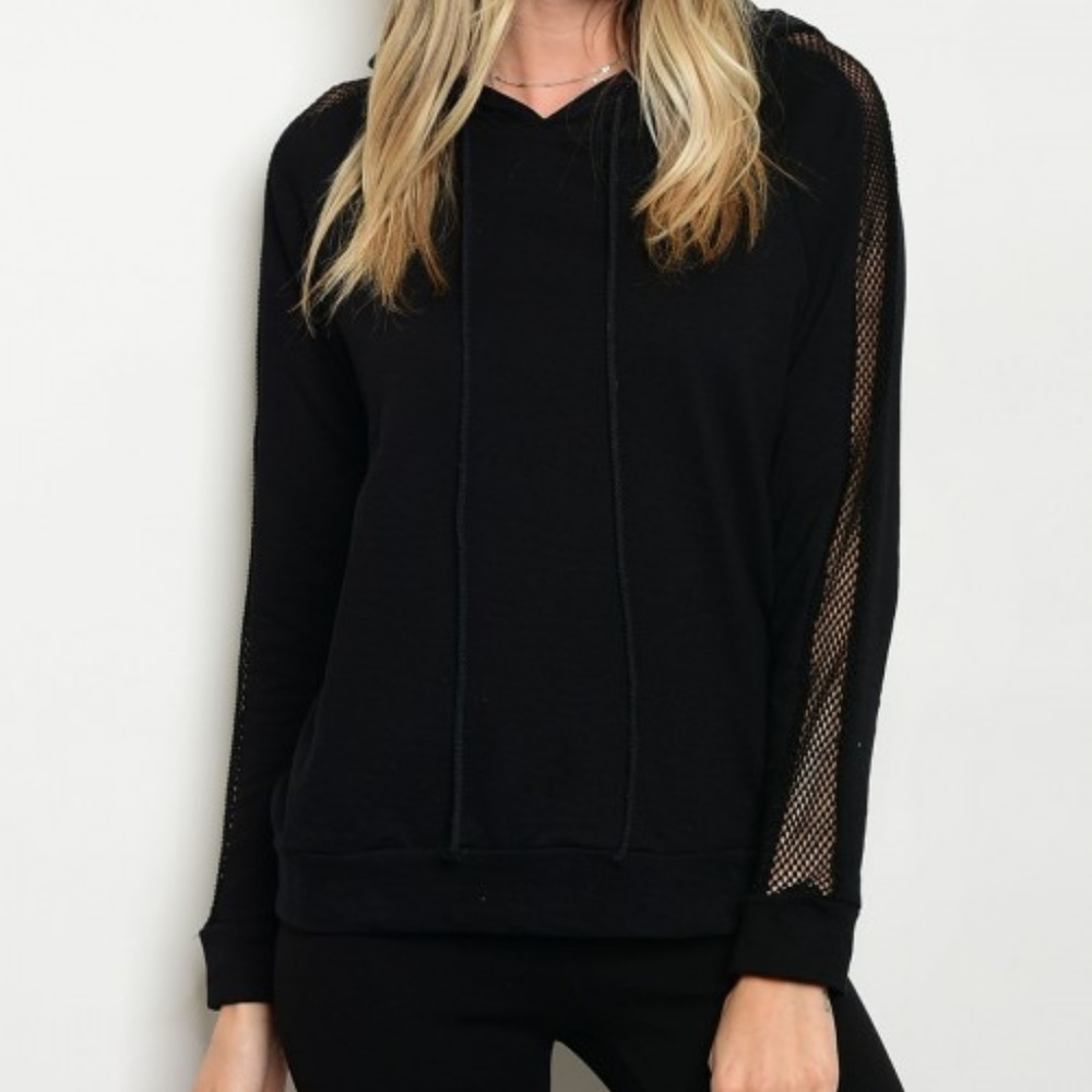  Black Mesh Hoodie - Picture 2 of 4